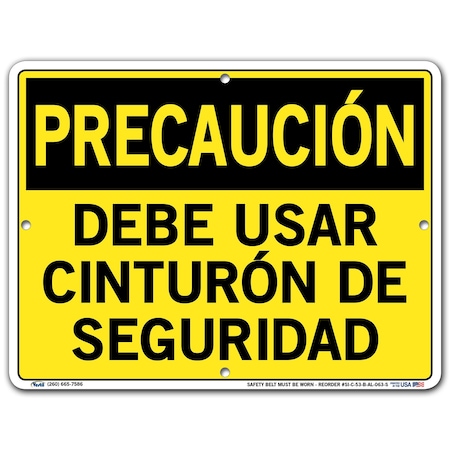 Vestil Aluminum Sign, 9-1/2" Height, 12-1/2" Width, Aluminum, Rectangle, Spanish SI-C-53-B-AL-063-S